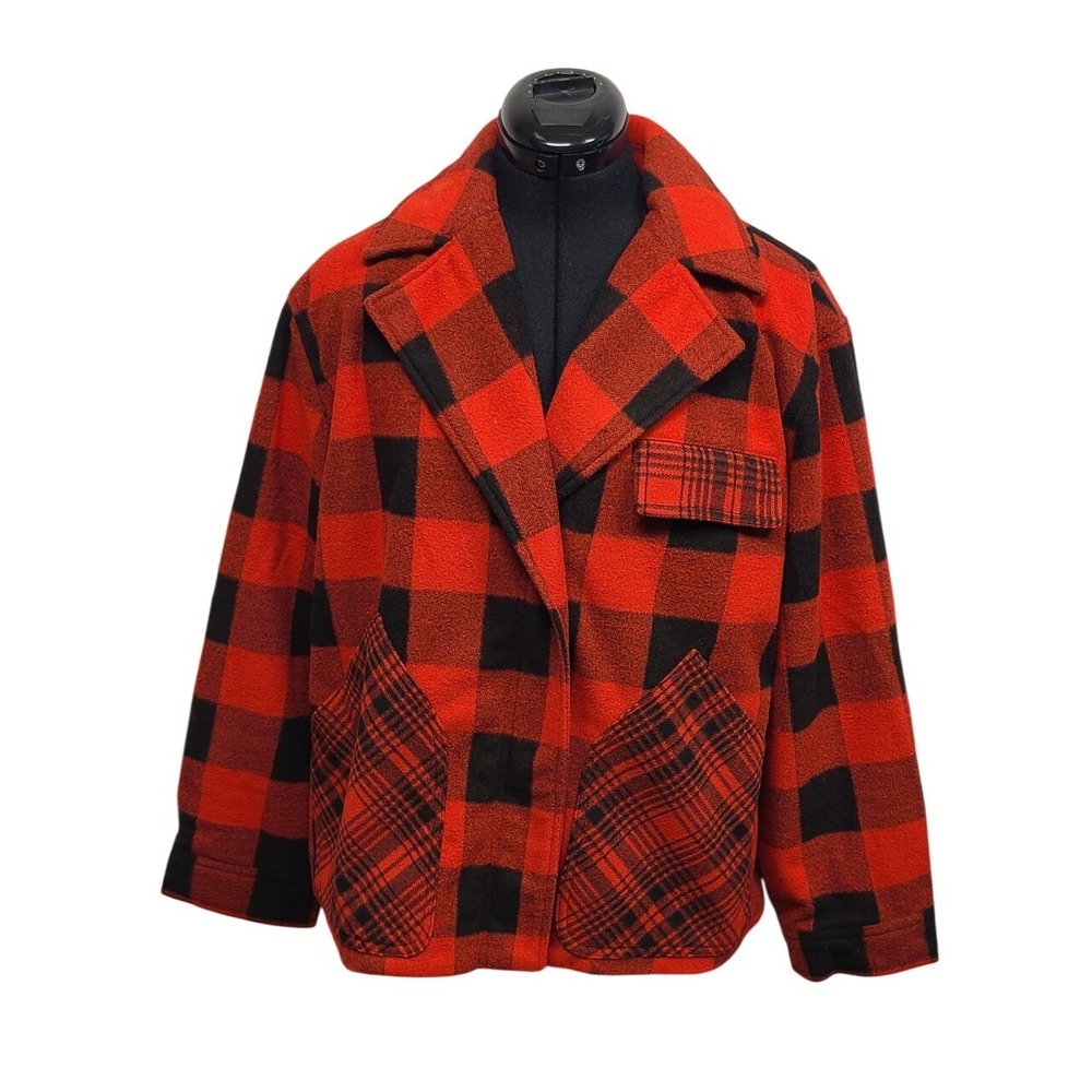 Woolrich x Target Women's Red Black Buffalo Plaid Heavyweight Zip‎ Jacket Small